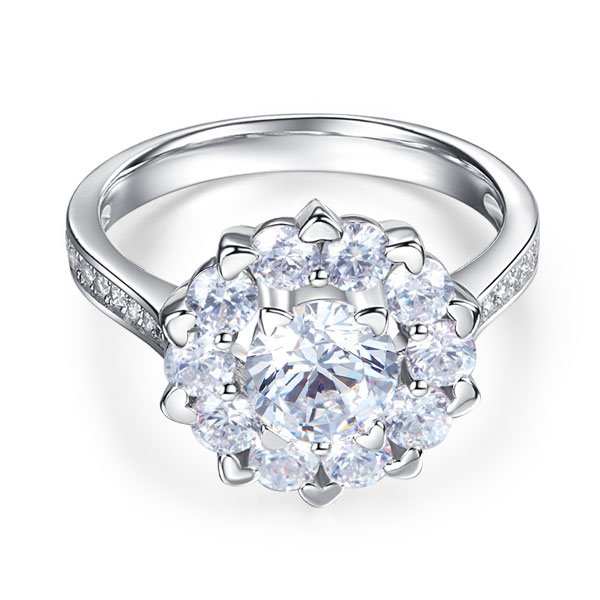 Snowflake 925 Sterling Silver Wedding Promise Anniversary Ring 1 Ct Created Diamond