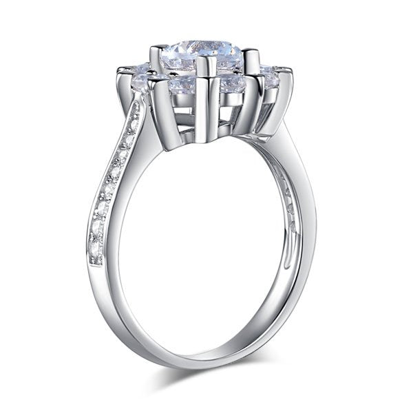 Snowflake 925 Sterling Silver Wedding Promise Anniversary Ring 1 Ct Created Diamond
