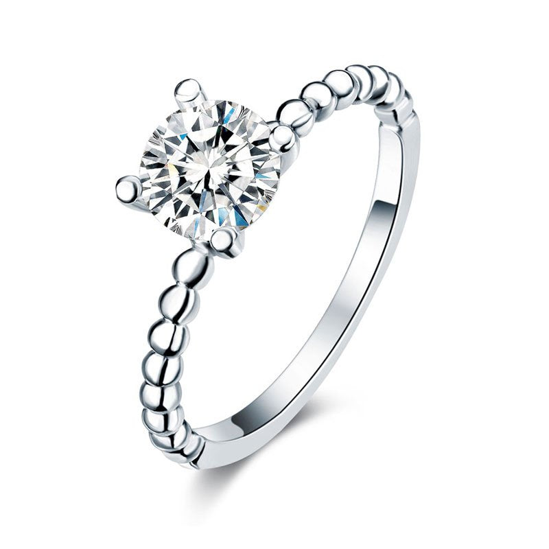 Solid 925 Sterling Silver 2 Pcs Wedding Engagement Ring Set 1 Ct Created Diamante