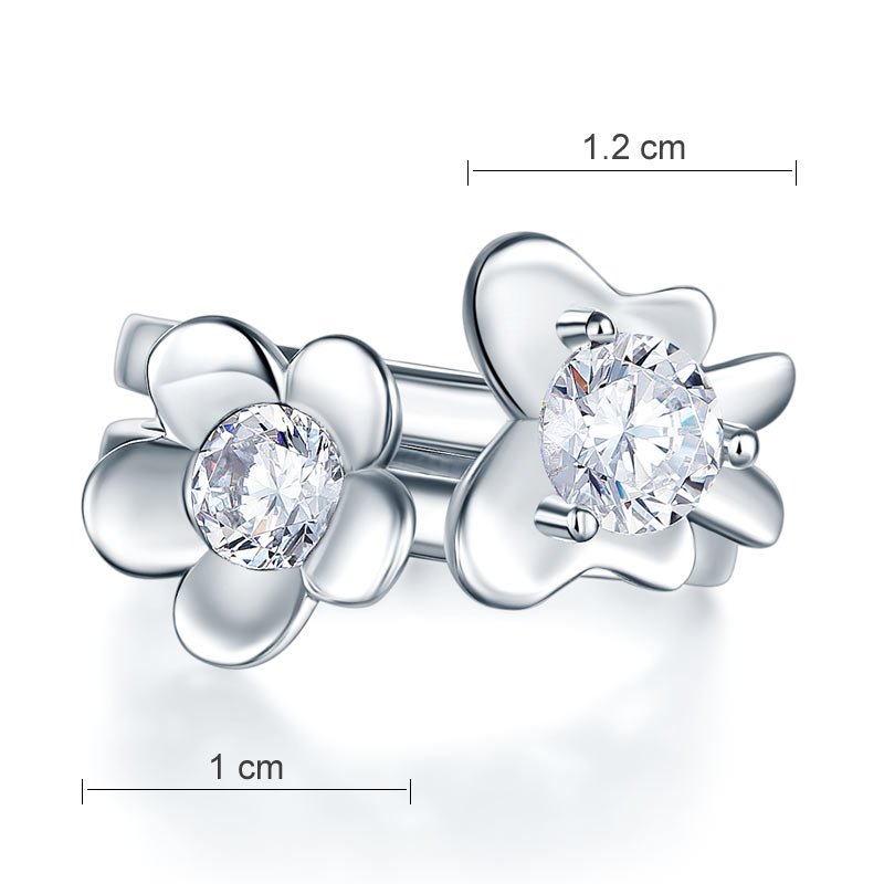 Solid 925 Sterling Silver 2 Pcs Butterfly Flower Ring Set Lady Jewellery