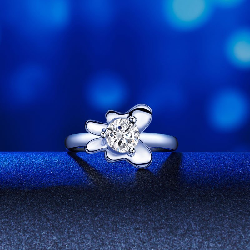 Solid 925 Sterling Silver 2 Pcs Butterfly Flower Ring Set Lady Jewellery