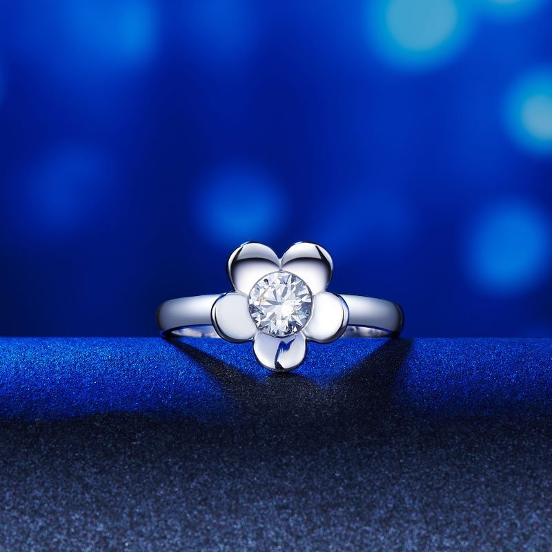 Solid 925 Sterling Silver 2 Pcs Butterfly Flower Ring Set Lady Jewellery