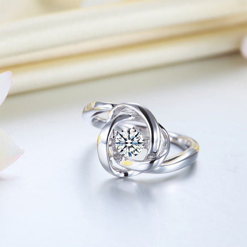 Dancing Stone Woven Solid 925 Sterling Silver Ring