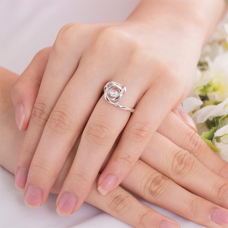 Dancing Stone Woven Solid 925 Sterling Silver Ring