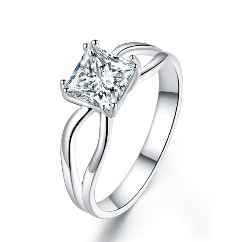 Princess Cut 1 Ct Solid 925 Sterling Silver Ring Promise Anniversary Engagement Wedding Jewellery
