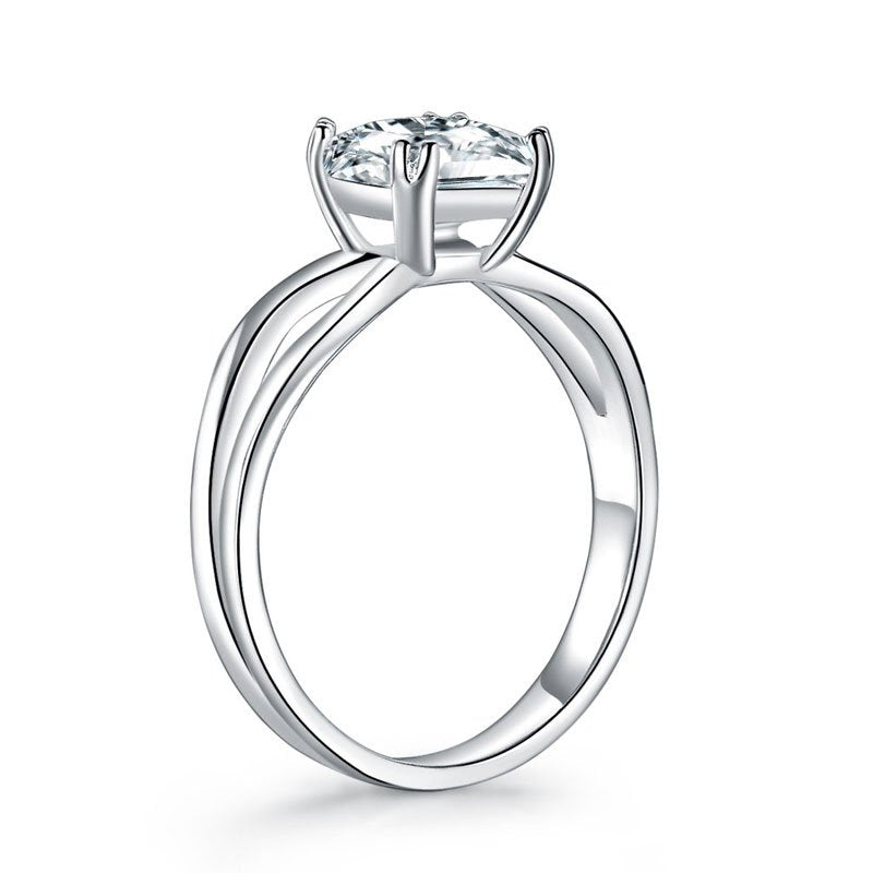 Princess Cut 1 Ct Solid 925 Sterling Silver Ring Promise Anniversary Engagement Wedding Jewellery