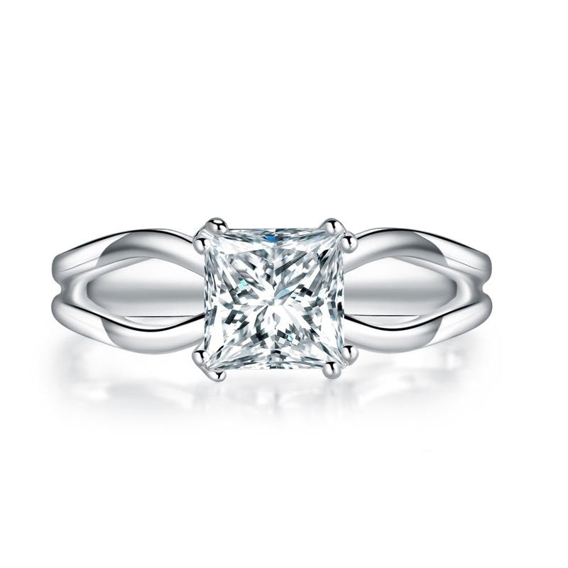 Princess Cut 1 Ct Solid 925 Sterling Silver Ring Promise Anniversary Engagement Wedding Jewellery