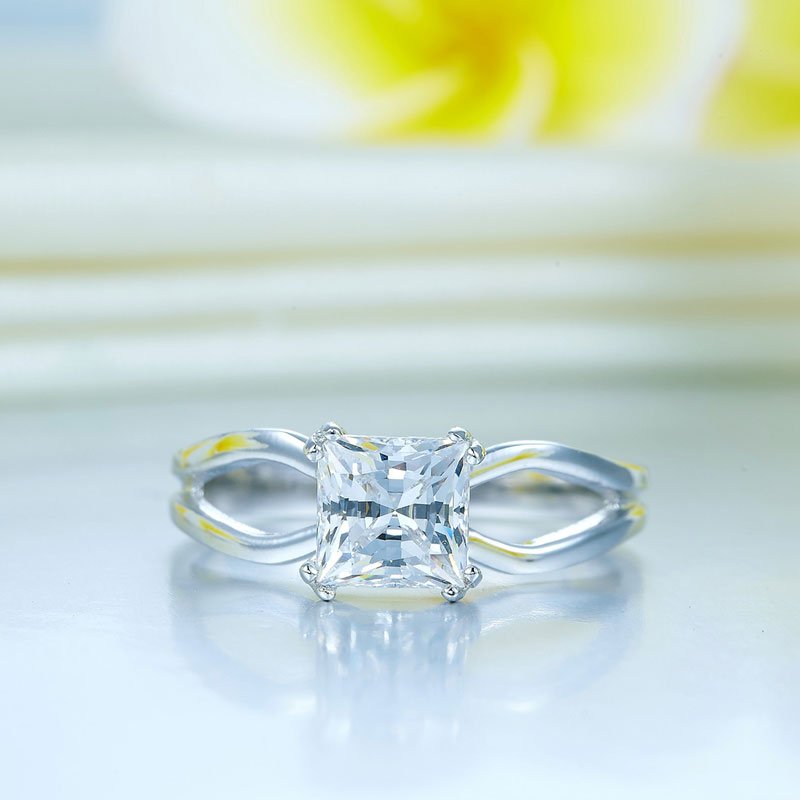 Princess Cut 1 Ct Solid 925 Sterling Silver Ring Promise Anniversary Engagement Wedding Jewellery