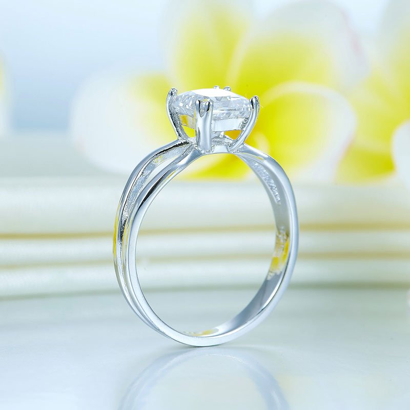 Princess Cut 1 Ct Solid 925 Sterling Silver Ring Promise Anniversary Engagement Wedding Jewellery