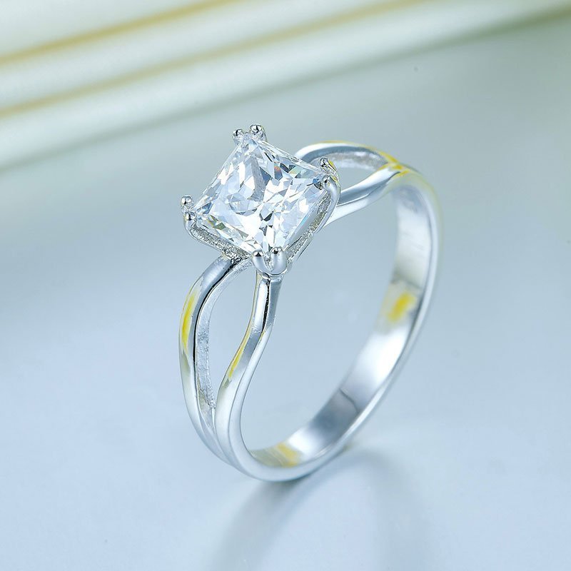 Princess Cut 1 Ct Solid 925 Sterling Silver Ring Promise Anniversary Engagement Wedding Jewellery