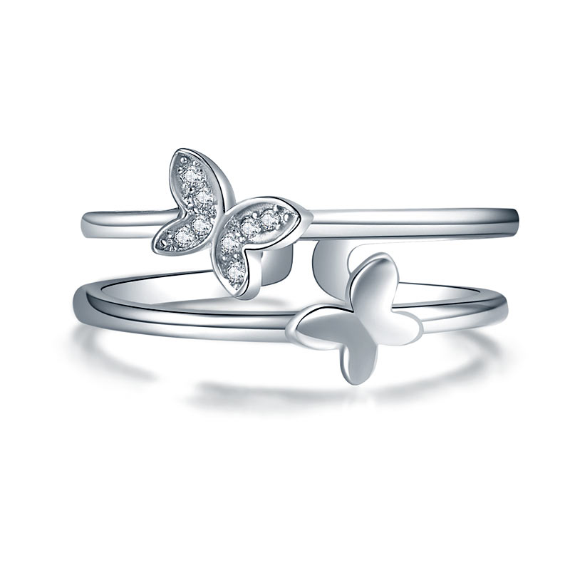 Solid 925 Sterling Silver Ring Band Fashion Butterfly
