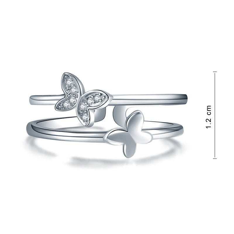 Solid 925 Sterling Silver Ring Band Fashion Butterfly