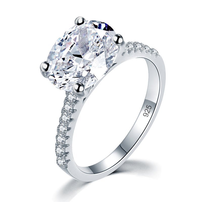 Solid 925 Sterling Silver 4 Carat Wedding Anniversary Ring Oval Cut Luxury Jewellery