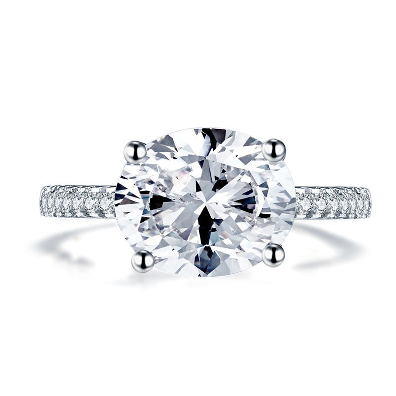 Solid 925 Sterling Silver 4 Carat Wedding Anniversary Ring Oval Cut Luxury Jewellery