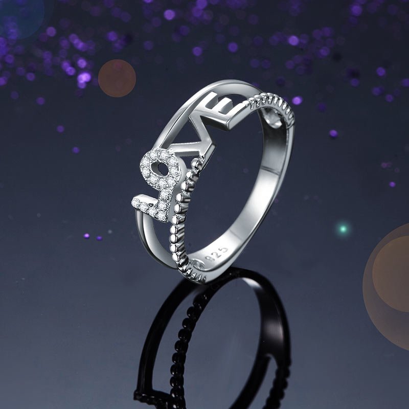 Solid 925 Sterling Silver Ring Band Fashion LOVE Ring