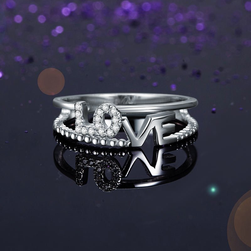 Solid 925 Sterling Silver Ring Band Fashion LOVE Ring