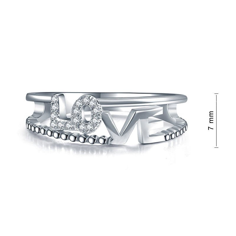 Solid 925 Sterling Silver Ring Band Fashion LOVE Ring