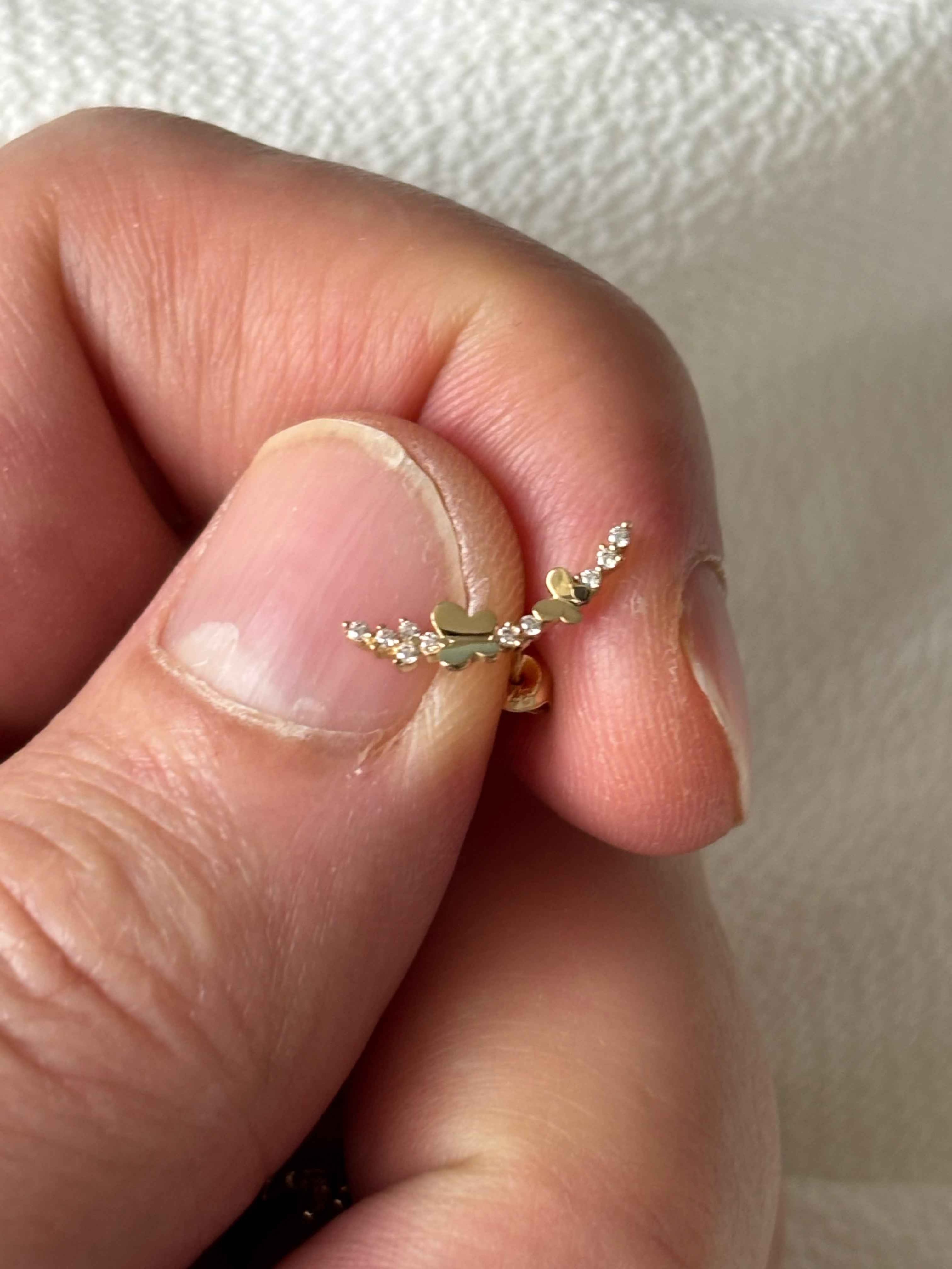 Genuine 9 CT Yellow Gold CZ Butterfly Climber Stud Earrings