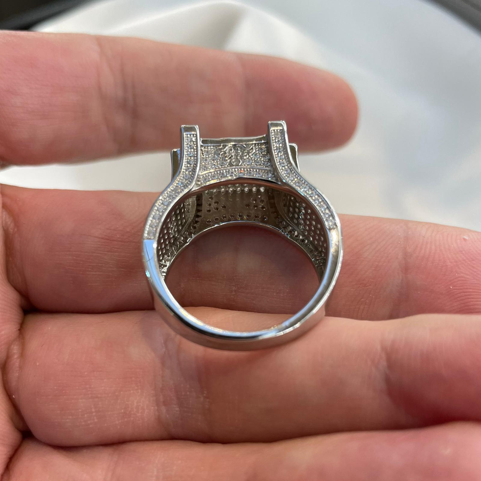 Men's pinky ring Sterling silver hallmark 925 bang on style decorated with CZ