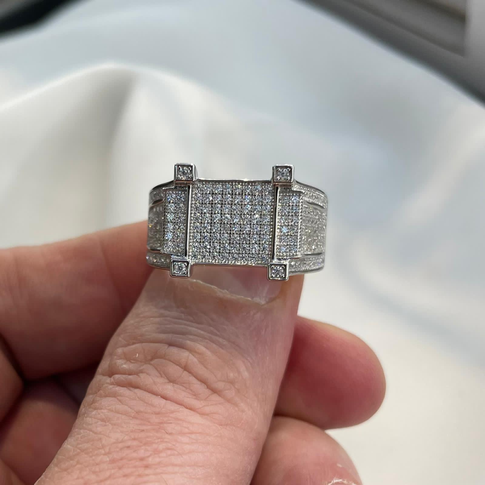 Men's pinky ring Sterling silver hallmark 925 bang on style decorated with CZ