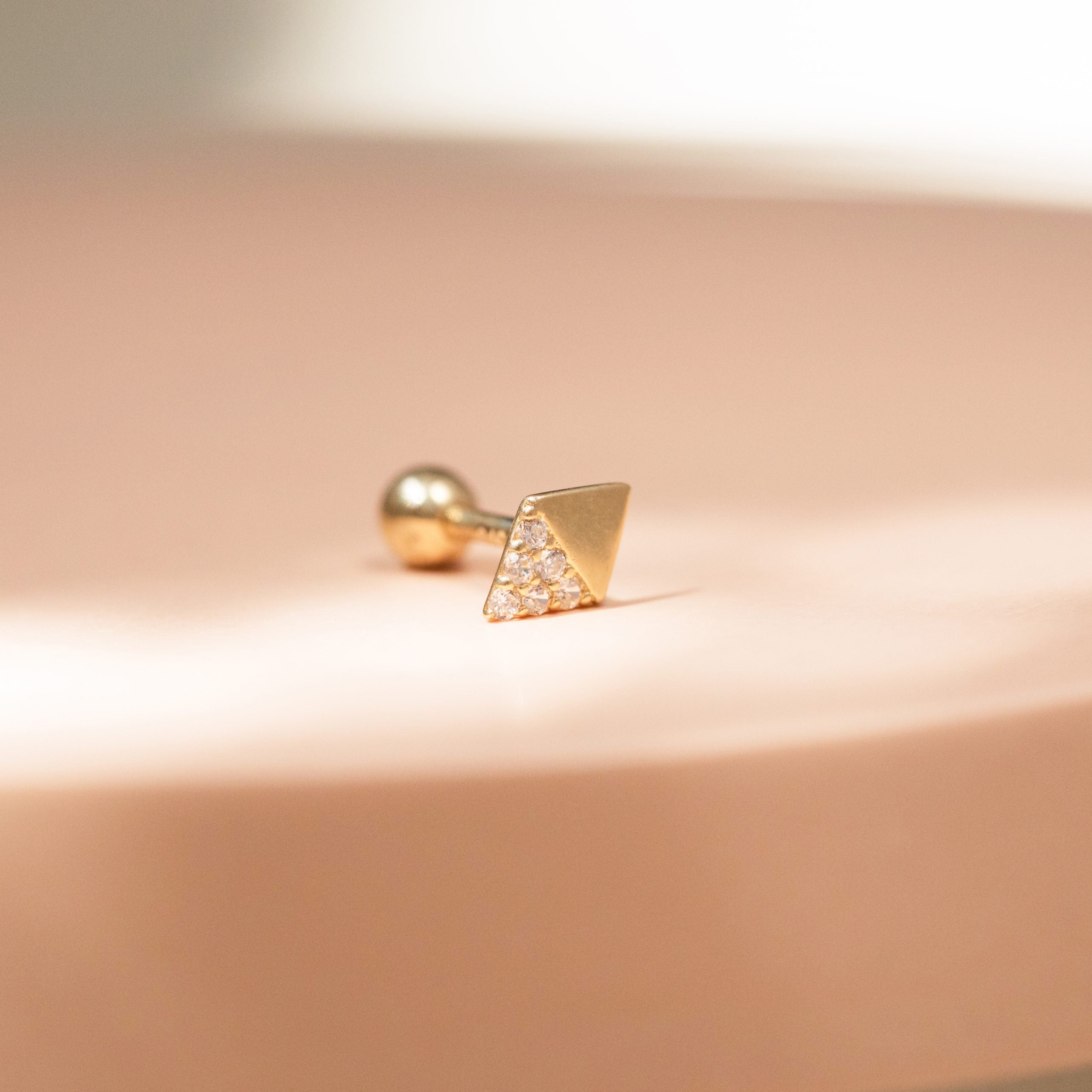 Genuine 9ct Yellow Gold Diamond Shape CZ Cartilage 6mm Post Stud Earring