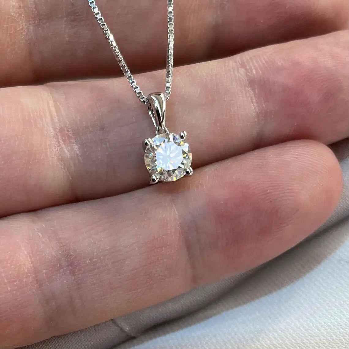 1 Carat Moissanite Pendant Necklace | Sterling Silver
