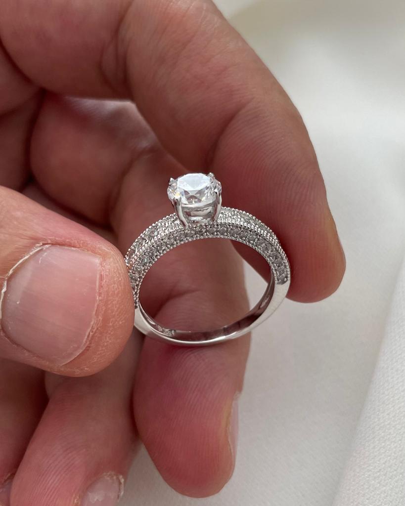 Vintage Style 1.25 Carat Created Diamond Solid 925 Sterling Silver Bridal Wedding Engagement Ring