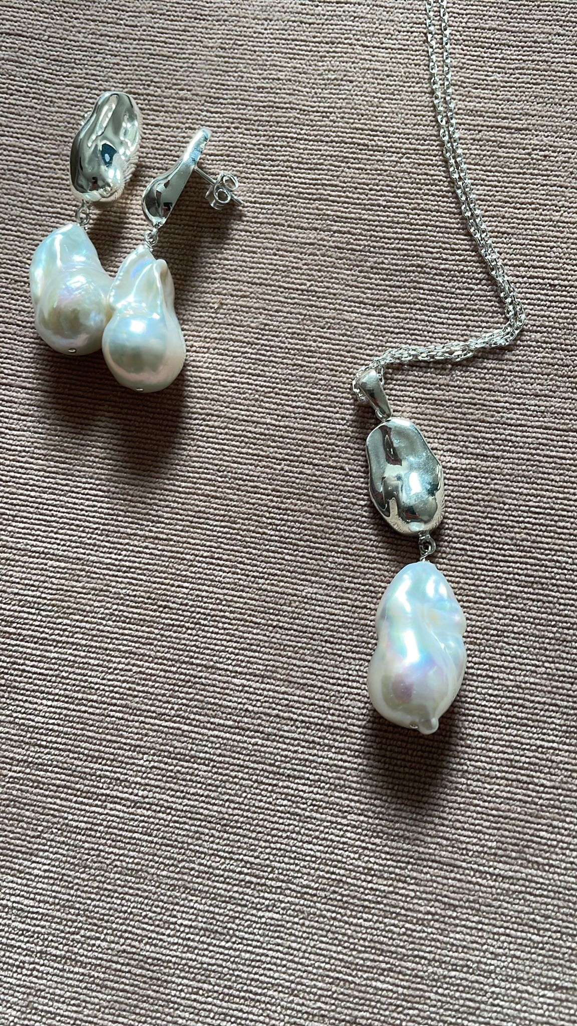 Baroque Pearl Drop Earrings & Necklace Set – Sterling Silver Gift Boxed Jewellery