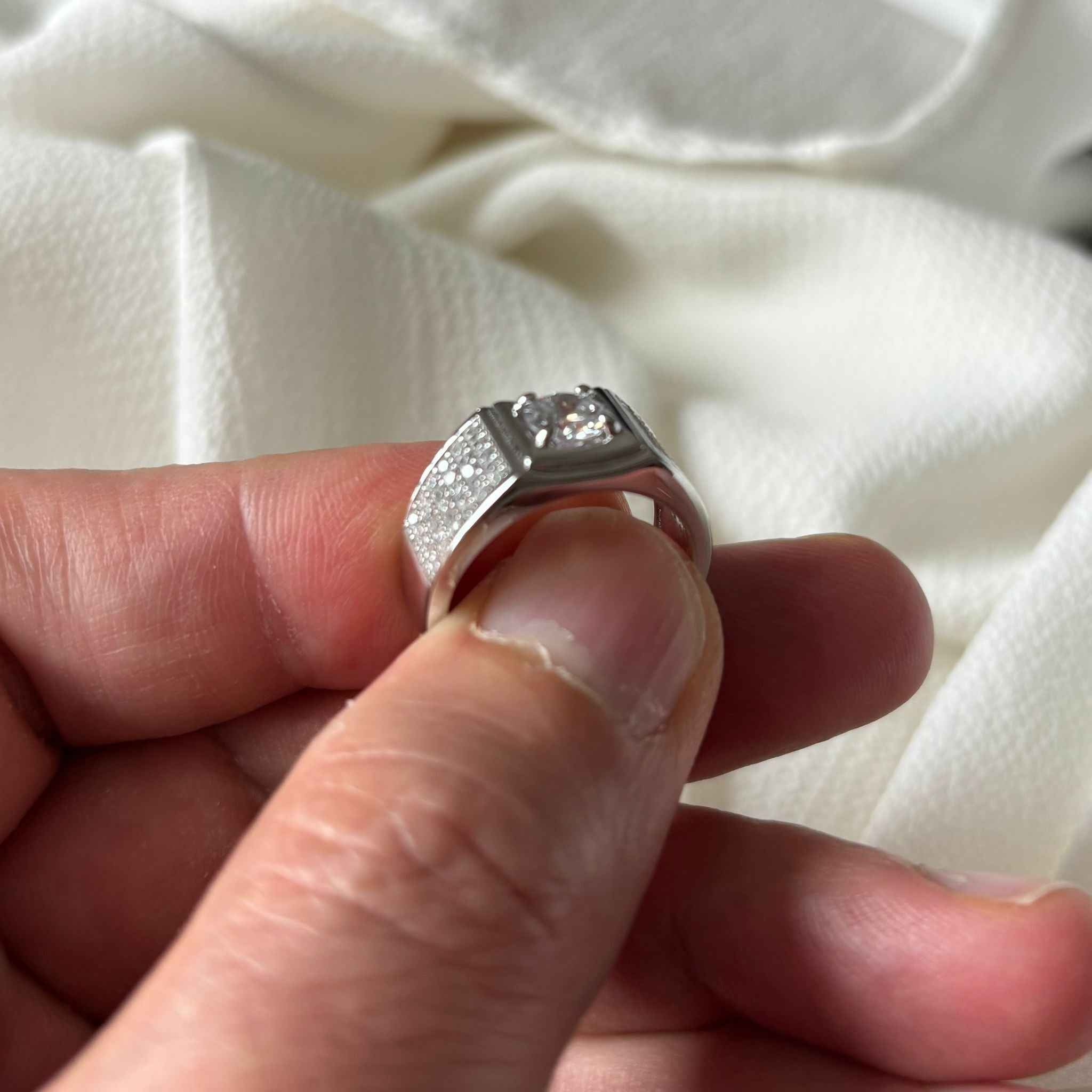 925 Sterling Silver Mens Pinky CZ Ring - Gift Boxed