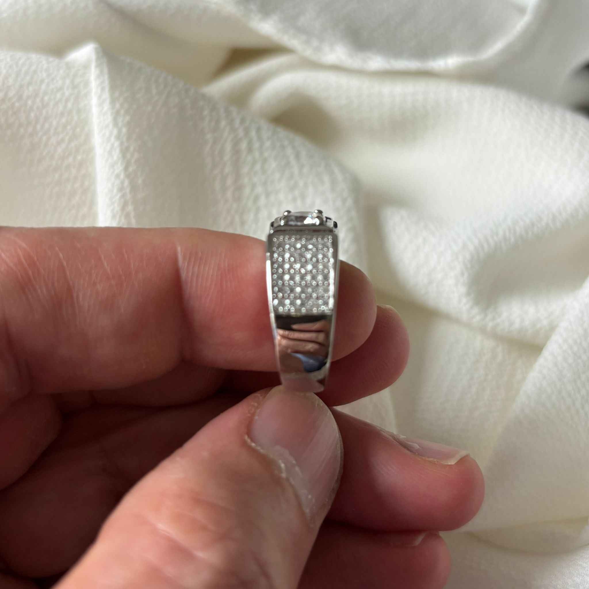 925 Sterling Silver Mens Pinky CZ Ring - Gift Boxed