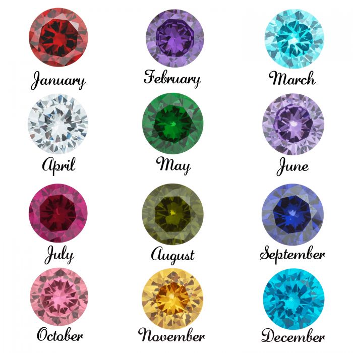 Sterling Silver Personalize Name Plate Necklace Round BirthStone Necklace 16" Trace Chain