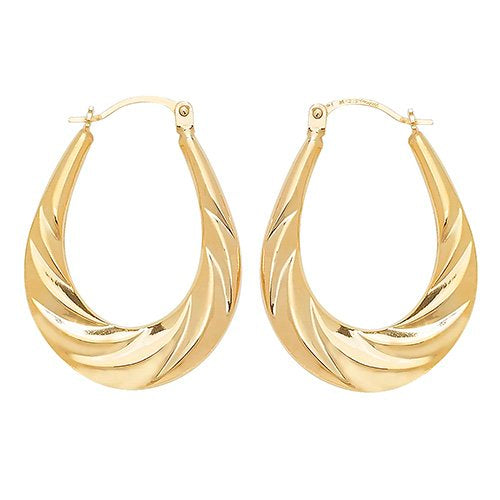 Genuine 9 CT Yellow Gold Creole Earrings 0.90 Grams