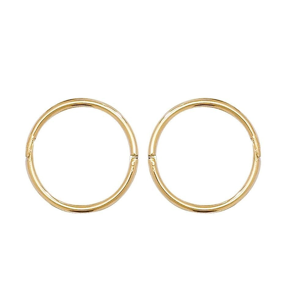 Genuine 9CT Yellow Gold 10mm Hinged Sleepers Earrings Gift Boxed