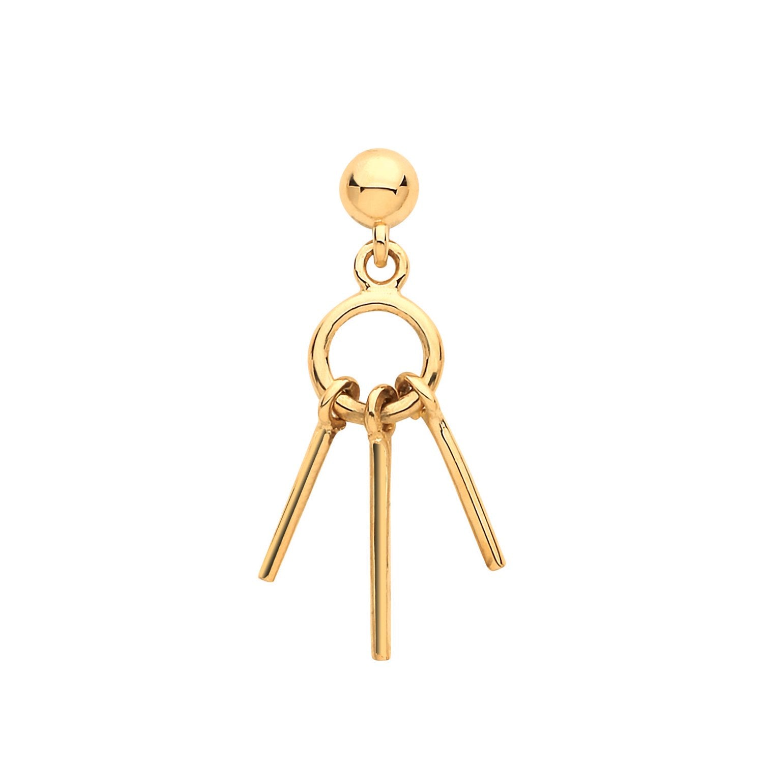 Genuine 9CT Yellow Gold Dangling Cartilage 6mm Post Stud