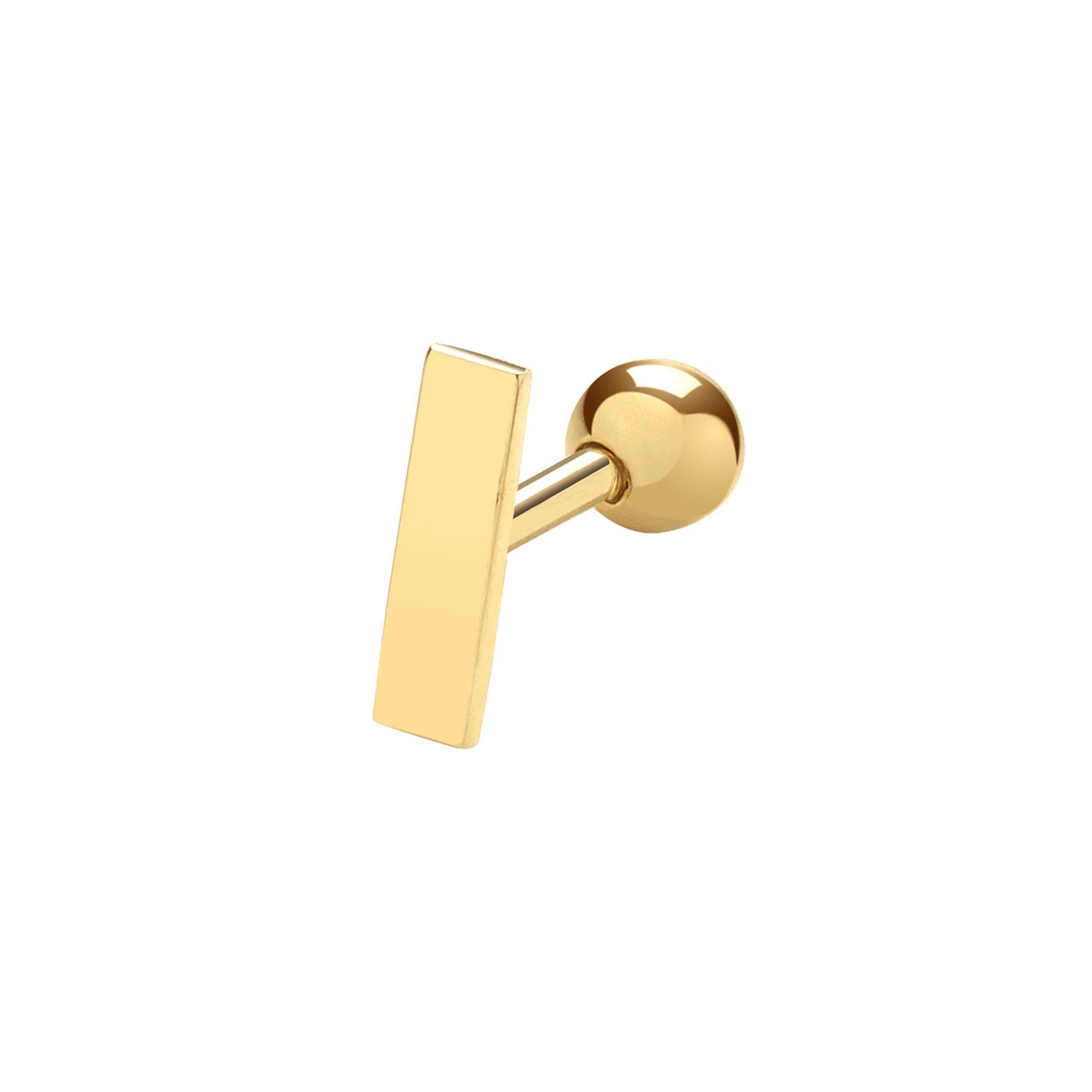 Genuine 9CT Yellow Gold Bar Cartilage 6mm Post Stud
