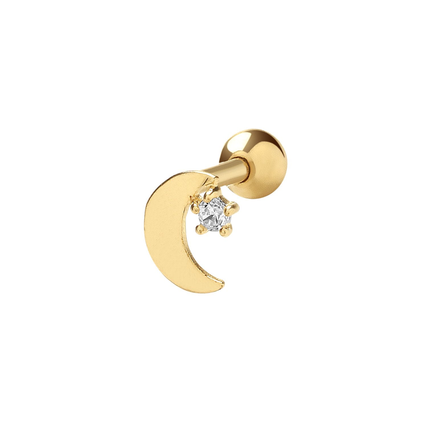 Genuine 9CT Yellow Gold Moon Cartilage 6mm Post Stud