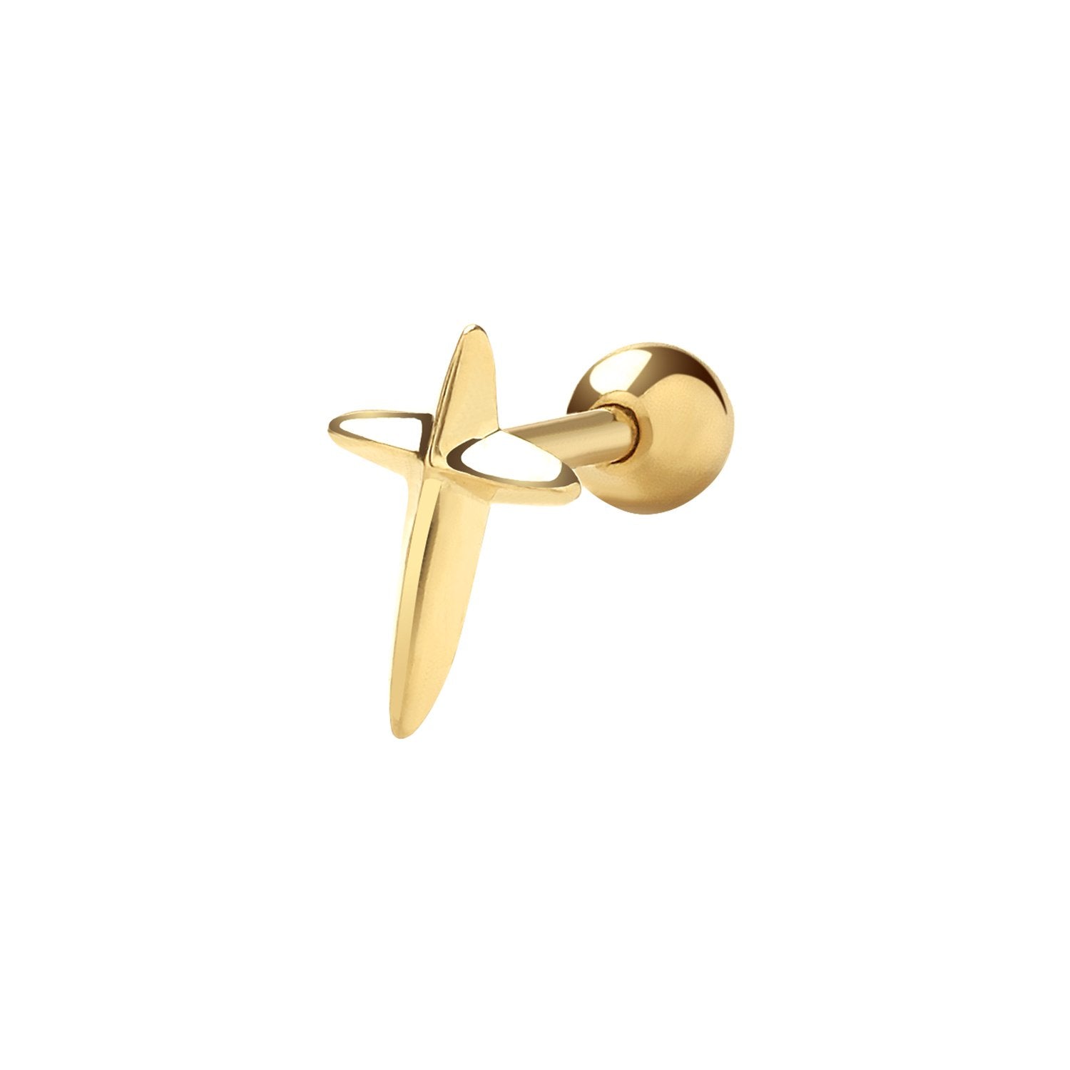 Genuine 9CT Yellow Gold Cross Cartilage 6mm Post Stud