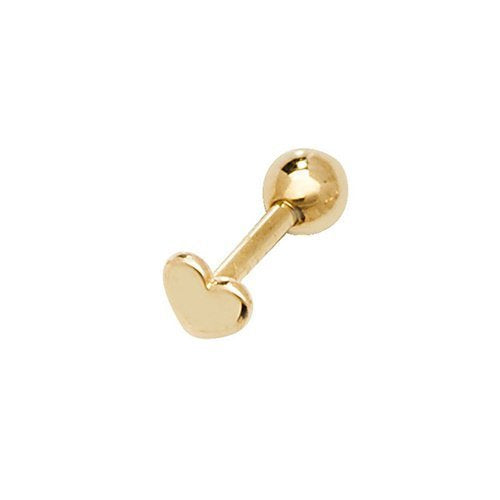 Genuine 9CT Yellow GOLD HEART CARTILAGE 6MM POST STUD Earring