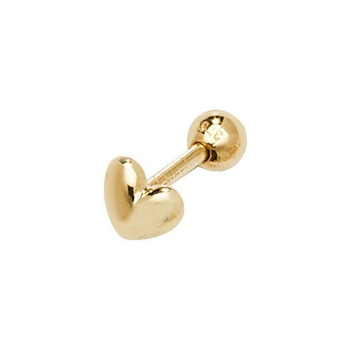 Genuine 9CT YELLOW GOLD HEART CARTILAGE 6MM POST STUD Earring