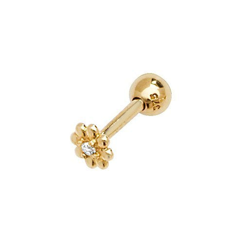 Genuine 9ct Yellow Gold CZ Daisy Cartilage 6mm Post Stud Earring