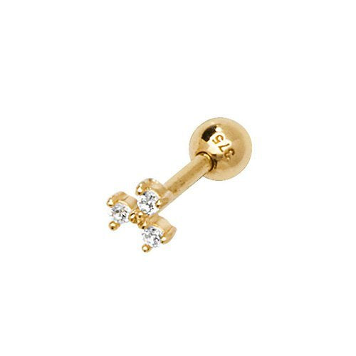 Genuine 9ct Yellow Gold Triple CZ Cartilage 6mm Post Stud Earring