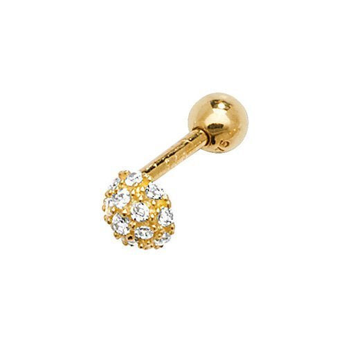 Genuine 9ct Yellow Gold CZ Dome Cartilage 6mm Post Stud Earring