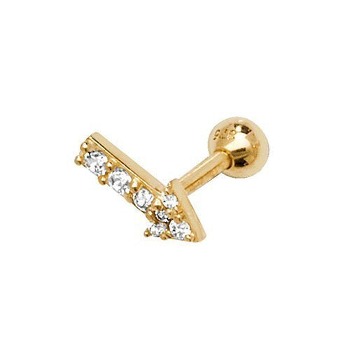 Genuine 9ct Yellow Gold CZ Arrow Cartilage 6mm Post Stud Earring