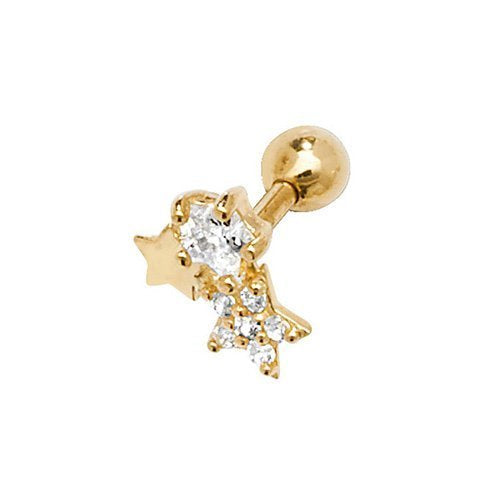 Genuine 9ct Yel Gold CZ Constellation Cartilage 6mm Post Stud Earring