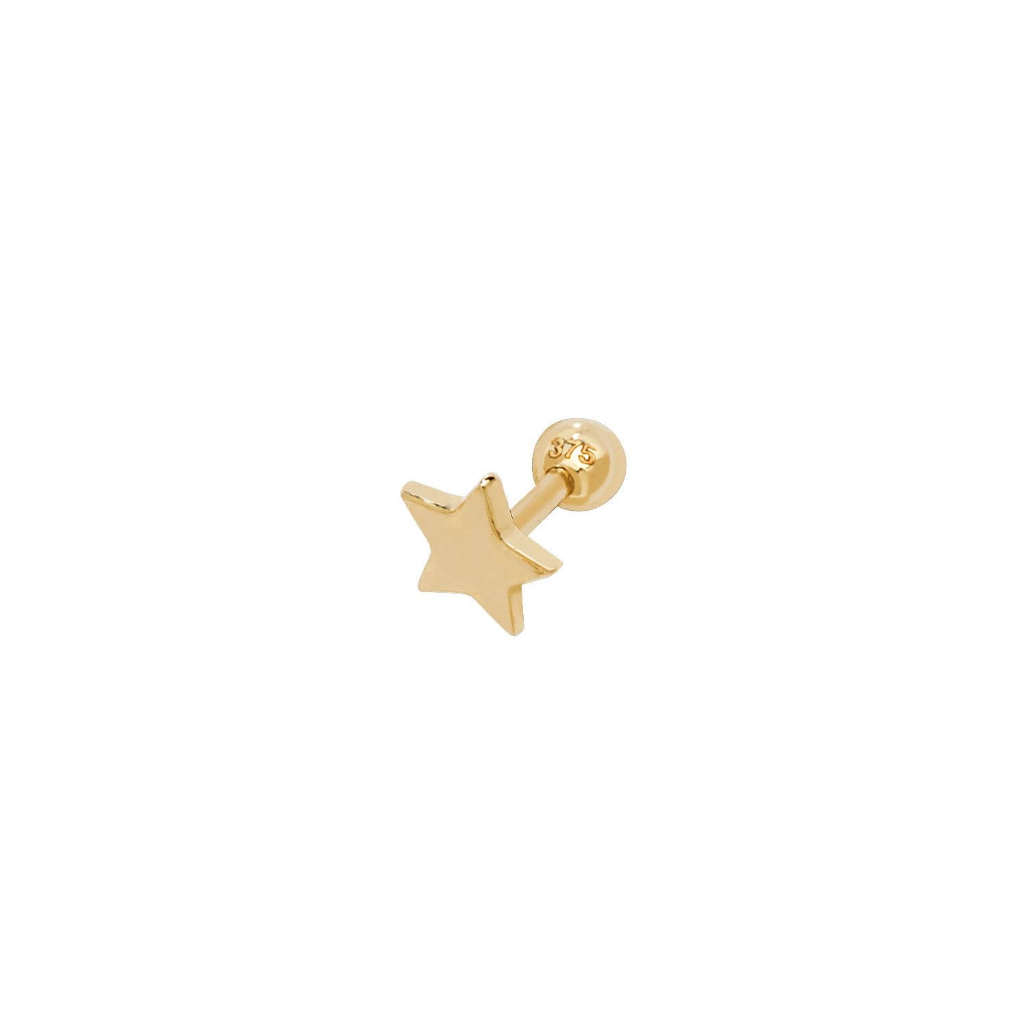 Genuine 9 CT Yellow Gold Star Cartilage 6mm Post Stud