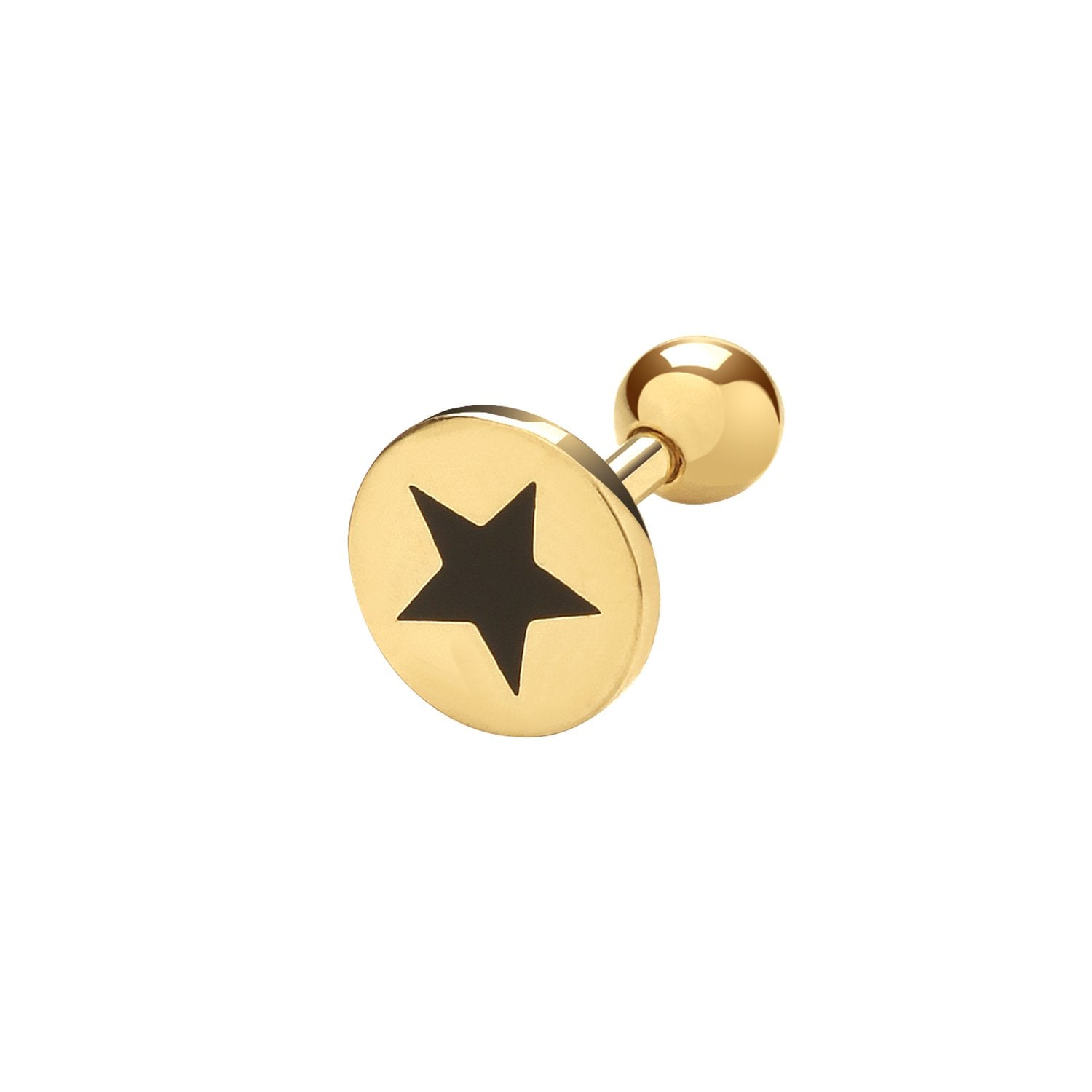 Genuine 9CT Yellow Gold Enamel Star Cartilage 6mm Post Stud