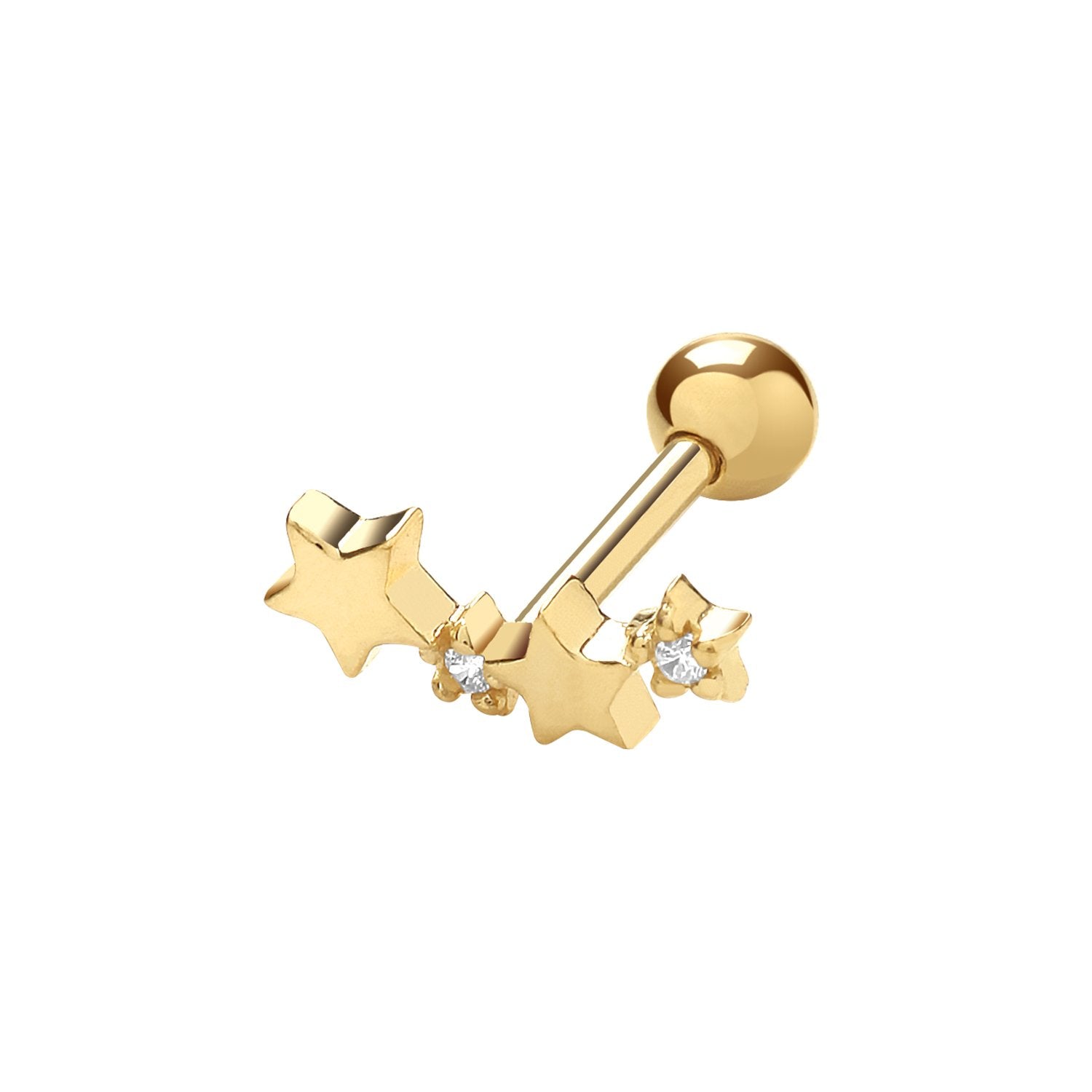 Genuine 9CT Yellow Gold CZ Constellation Cartilage 6mm Post Stud
