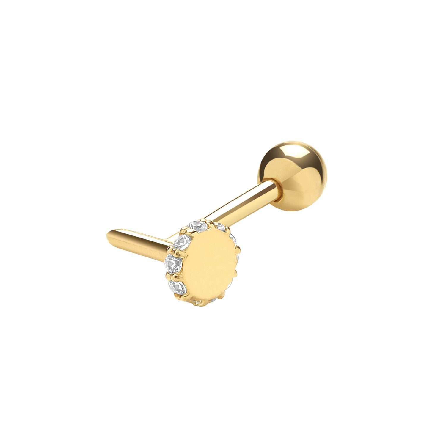 Genuine 9CT Yellow Gold CZ Set Drawing Pin Cartilage 6 mm Post Stud