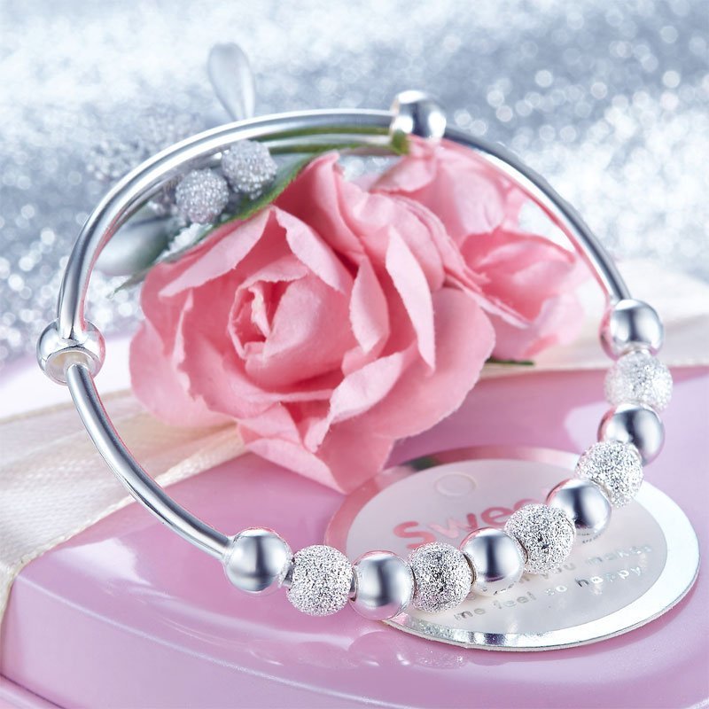 Solid 999 Silver Bangle Bracelet Baby Gift Adjustable Size