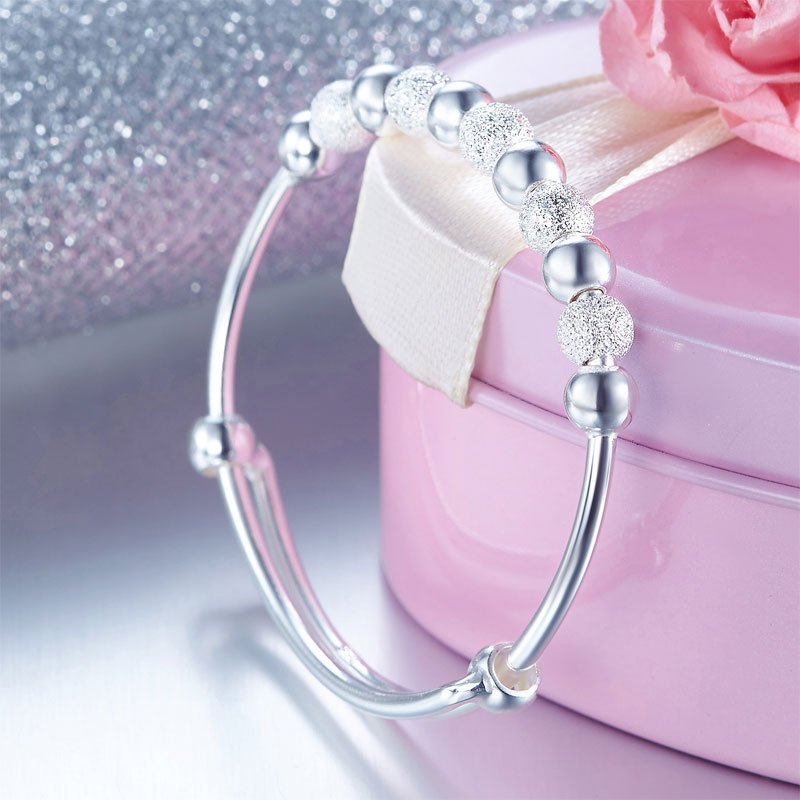 Solid 999 Silver Bangle Bracelet Baby Gift Adjustable Size